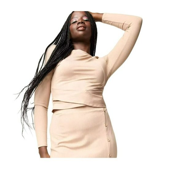 Intempo Neutral Beige Maxi Skirt Textured Woman's Plus 2X JJ2095 - Picture 9 of 9